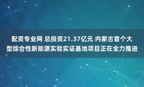 配资专业网 总投资21.37亿元 内蒙古首个大型综合性新能源实验实证基地项目正在全力推进